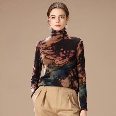 100%绵羊毛洋气印花针织衫