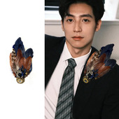 原创设计主持人西装 帽子高档百搭饰品胸针羽毛奢华款