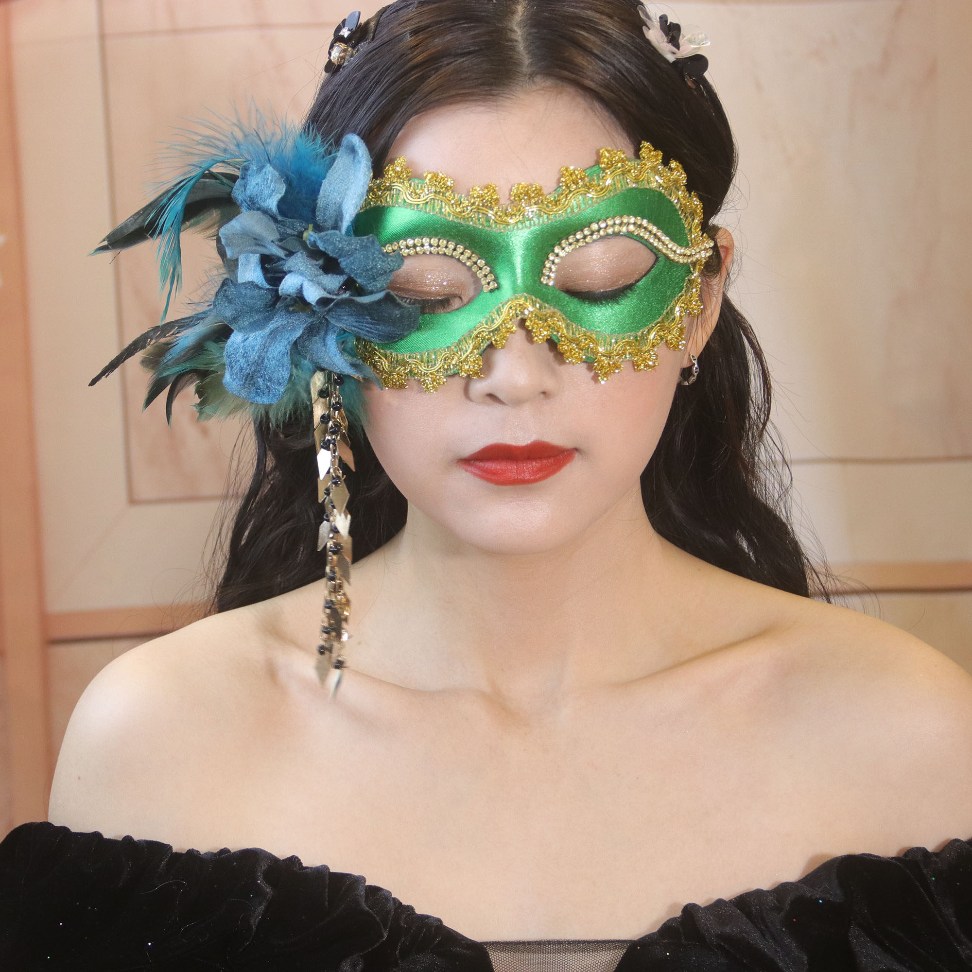 意大利威尼斯夜店羽毛超闪面具万圣节化妆舞会派对女cosplay假面