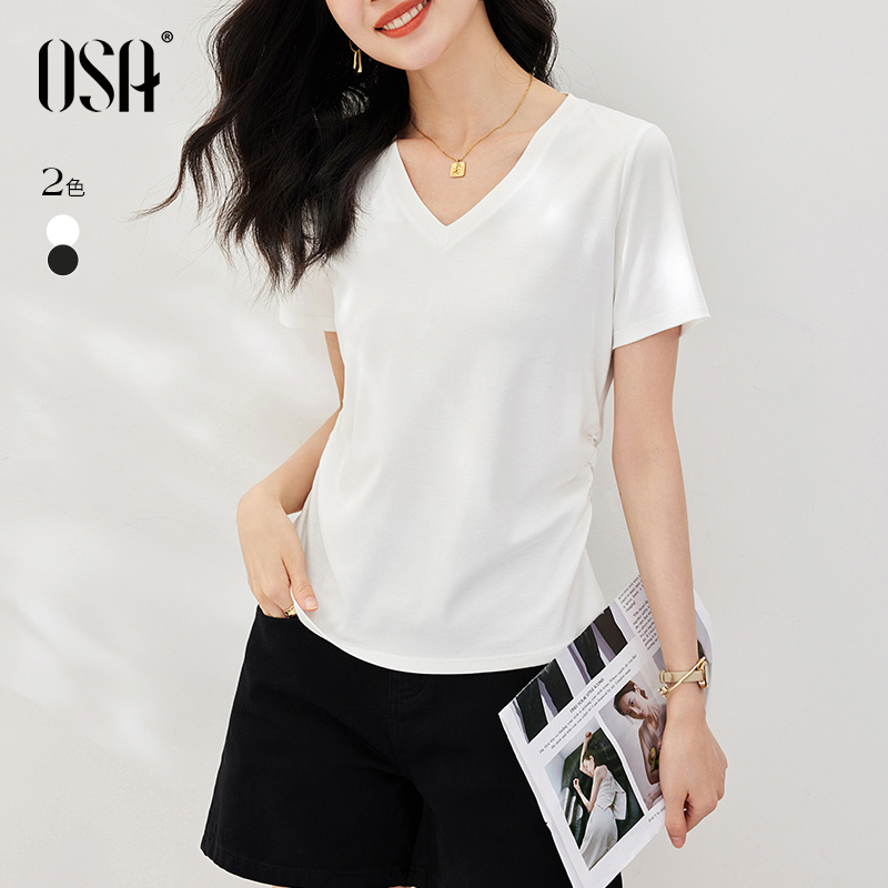 OSA设计感白色显瘦纯棉T恤