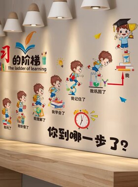 励志贴纸培训辅导班装饰教室文化墙班级布置小学初中墙贴学习标语