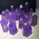 天然紫水晶彩虹单尖六棱柱可做吊坠小号原石打磨矿石标本家居饰品