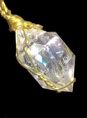 天然白水晶双尖闪灵钻14k绕丝女