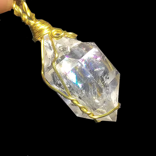 天然白水晶双尖闪灵钻14k绕丝女