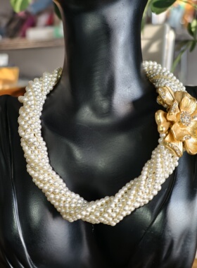 2025新款中古vintage电镀真金复古大气花朵镶钻设计感女士项链