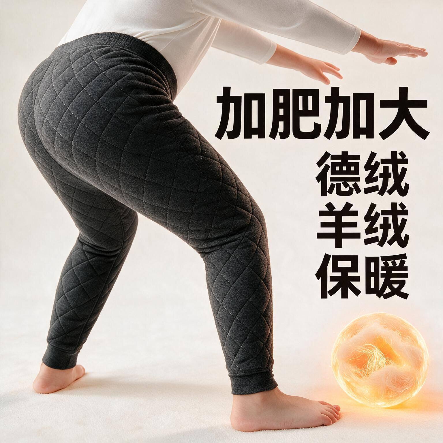 加肥加大男童加厚保暖裤一体薄绒裤子
