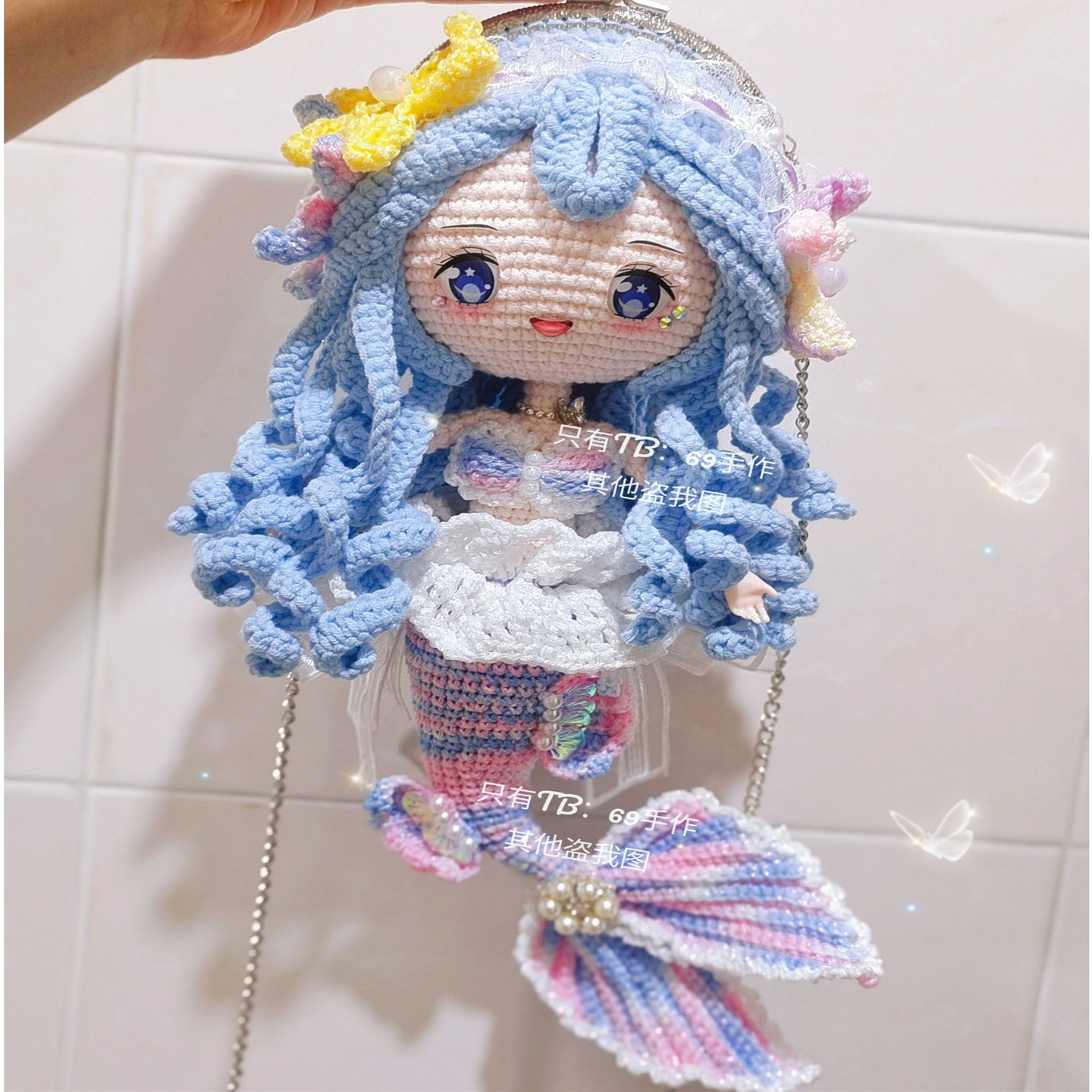 DIY手工毛线娃娃钩织美人鱼玩偶