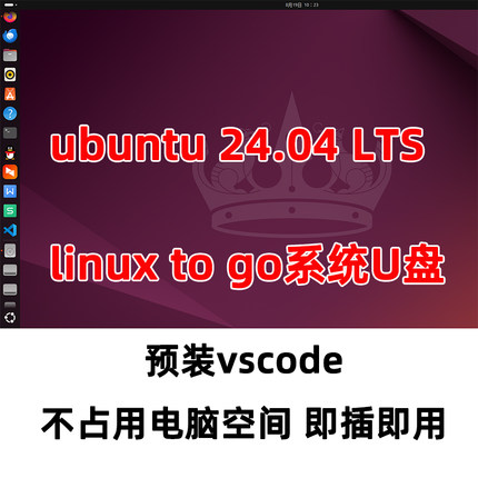 linux系统U盘ubuntu24.04安装vscode c c++即插即用乌班图 ubantu