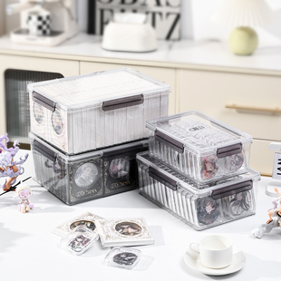 徽章存放盒谷子展示盒亚克力收藏盒防潮密封带盖透明小杂物收纳盒