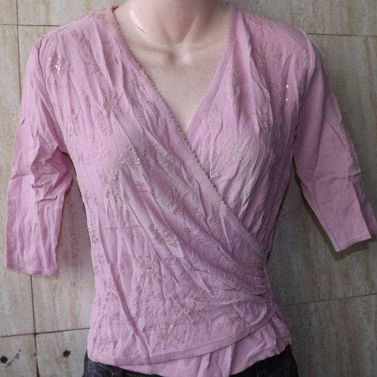 48537均码浅灰色粉红色可选 七分袖/订珠缕花/褶皱收腰上衣,女装/女士精品,蕾丝衫/雪纺衫,淘宝优惠券,粉丝福利购,淘宝优惠卷