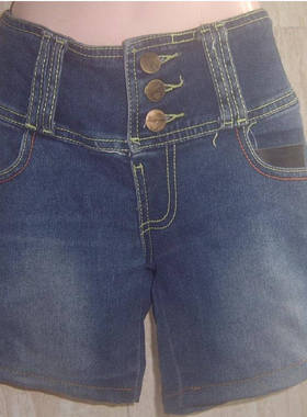 腰66-70CM中码水磨蓝色 微磨旧显白3钮扣休闲牛仔热裤短裤7539