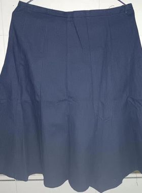 大码水磨兰色牛仔裙5226喇叭过膝裙中裙叭裙腰71-75深蓝色