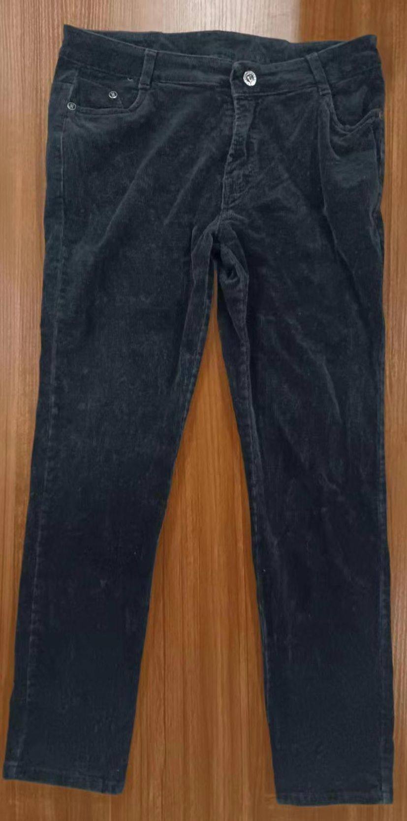 七成新腰81-85黑色灯芯绒长裤7659铅笔裤春秋冬裤保暖加加大码