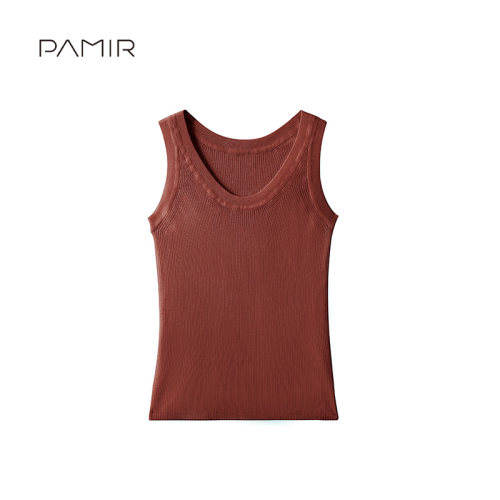 PAMIR女士圆领纯色精纺羊毛背心吊带 PZ162