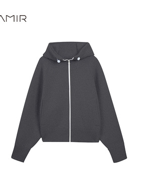 PAMIR秋冬新款小拉绒女连帽休闲长袖加厚羊绒针织衫 LR197