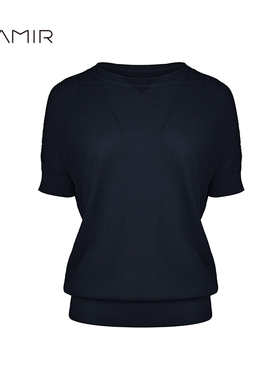 PAMIR春夏新款女圆领桑蚕丝短袖纯色半袖针织衫 PZ612