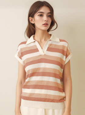 PAMIR春夏新款女小翻领亚麻棉无袖针织衫 PZ389