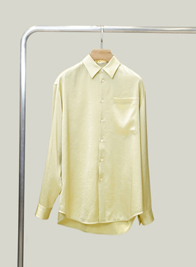 PAMIR女士嫩黄色三醋酸混纺垂坠感精致衬衫 ZQ006