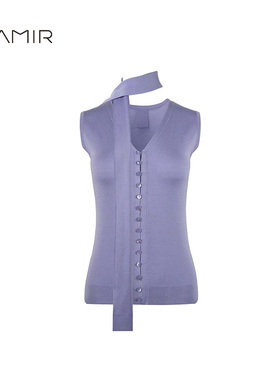 PAMIR春夏新款女V领桑蚕丝休闲无袖吊带背心 PZ479