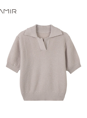 PAMIR春夏新款女翻领亚麻棉休闲针织T恤 PZ581