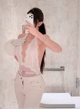 2026ss guc*1浪漫优雅秀款性感蕾丝腰带吊带连体衣打底衫上衣女