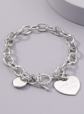 B1189跨境欧美流行新款百搭合金手饰时尚风格简约爱心造型手链