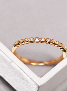 韩版时尚细巧迷你款金色戒指水晶