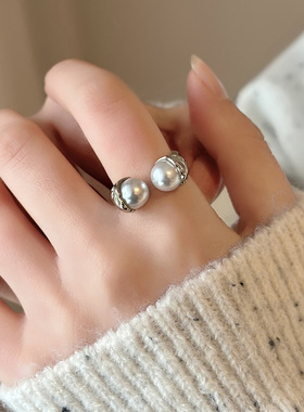 熔岩珍珠系列戒指女小众设计轻奢独特夸张高级感开口食指戒送闺蜜