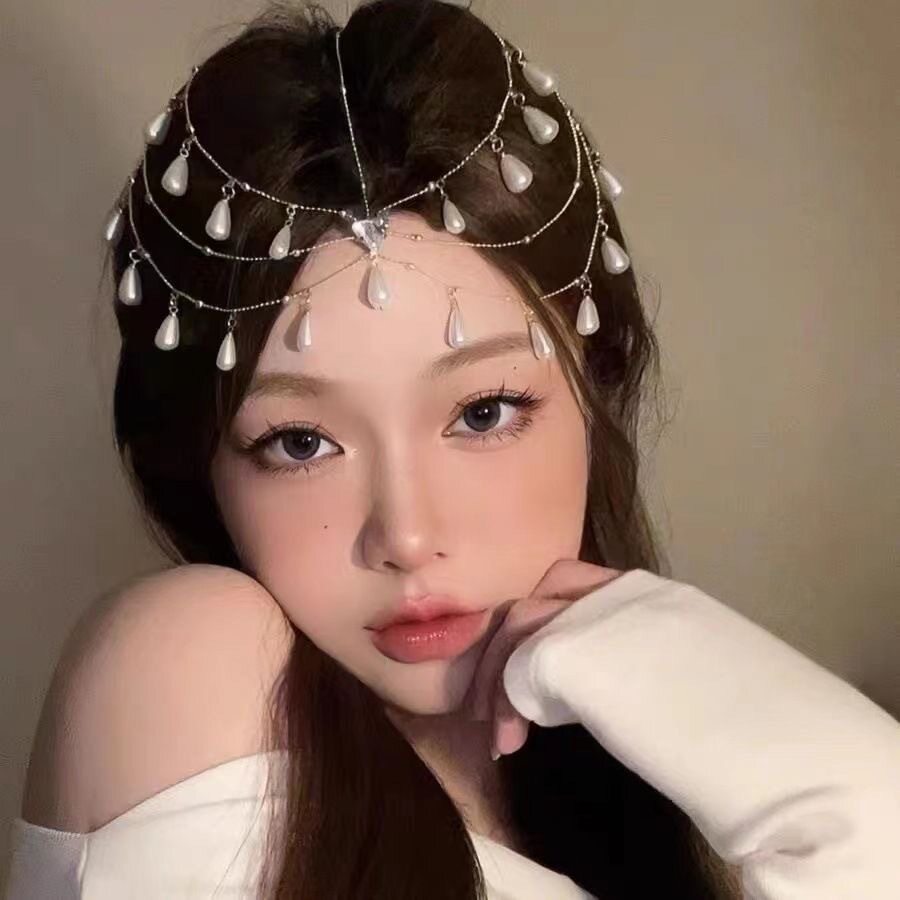 新娘婚礼头饰眉心坠女百搭高级感额饰森系仙美发饰古风婚纱头链