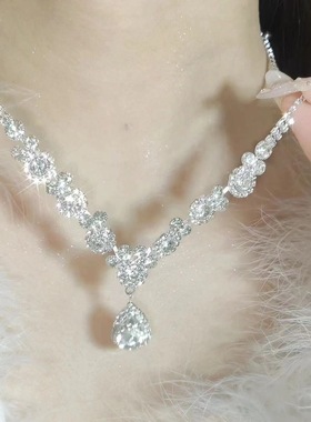 轻奢仙女风锆石项链女 满钻高级感百搭颈链饰品婚礼新娘晚宴爆款