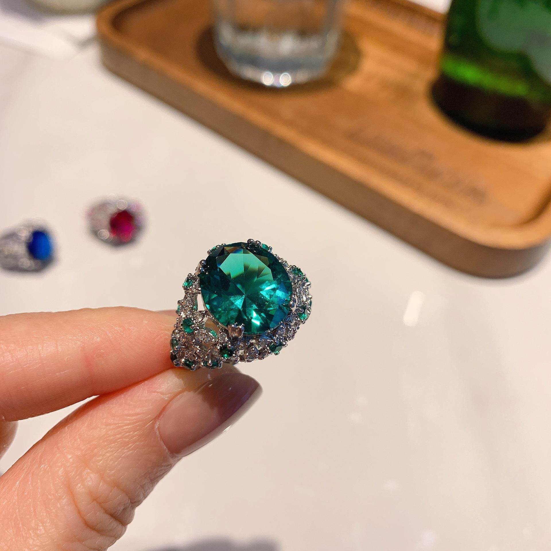 高档奢华珠宝欧美彩宝款欧美流行气质首饰复古戒指主石12*14