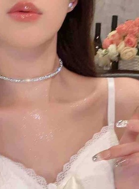 气质奢华满钻锆石项圈高级小众简约锁骨链叠戴闪钻颈链女choker