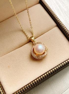 镀14K金色天然珍珠项链