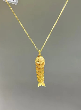 金店同款五帝钱锦鲤金鱼项链女年年有余轻奢华丽设计感锁骨项链