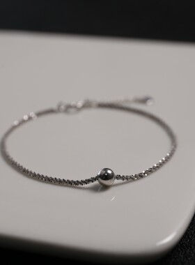 网银925银圆珠吊坠手链简约波光粼粼手链女ins时尚设计冷淡风手环