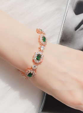 祖母绿色水晶方块手链