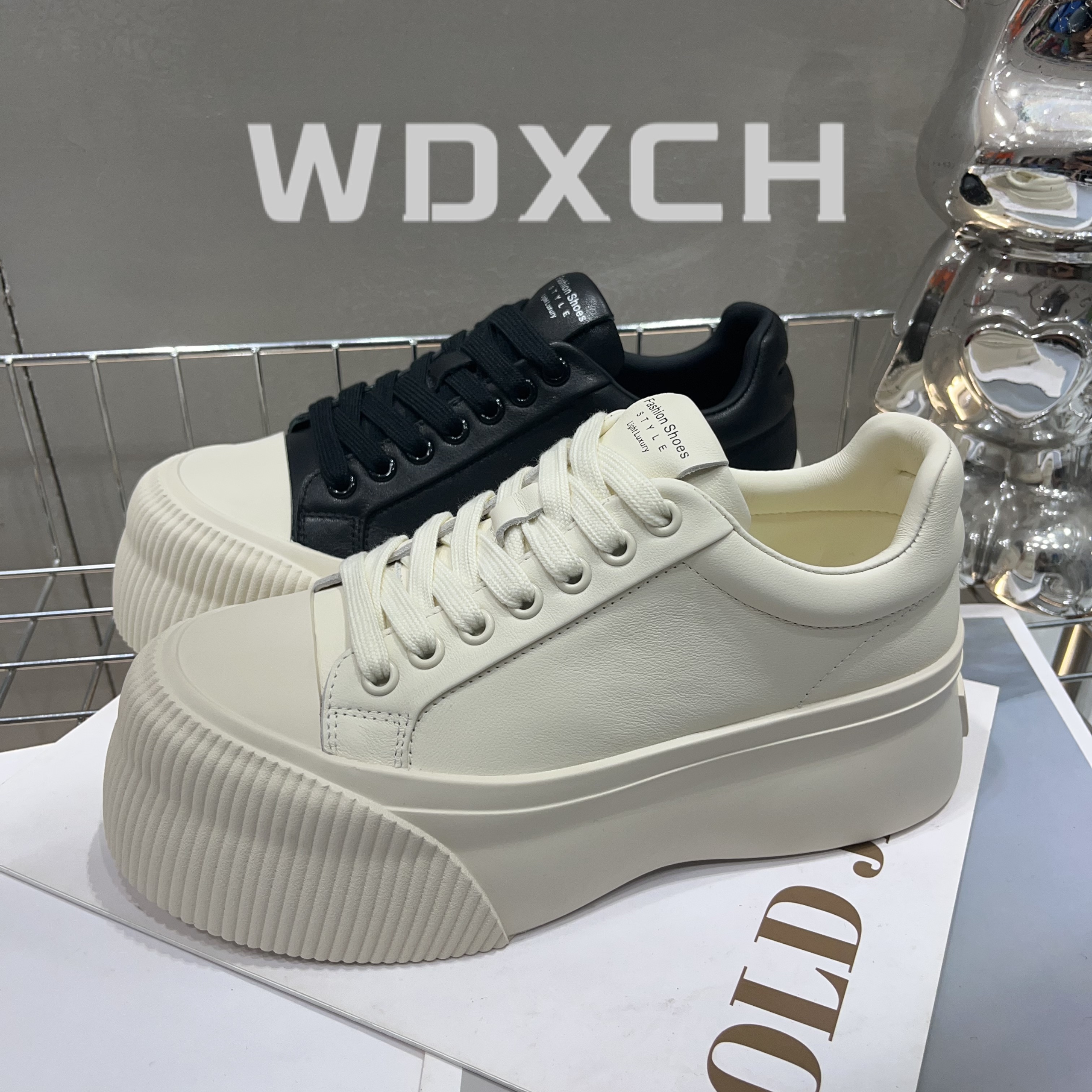 真皮厚底饼干鞋2024春新款板鞋增高小白鞋通勤百搭运动休闲女鞋