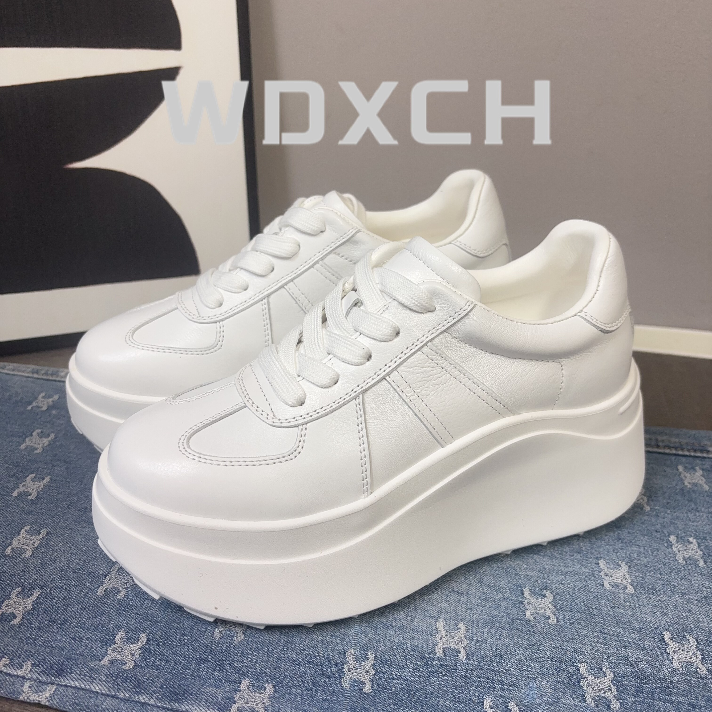 厚底增高8cm小白鞋女款新款韩版港风时尚休闲鞋百搭舒适女鞋子