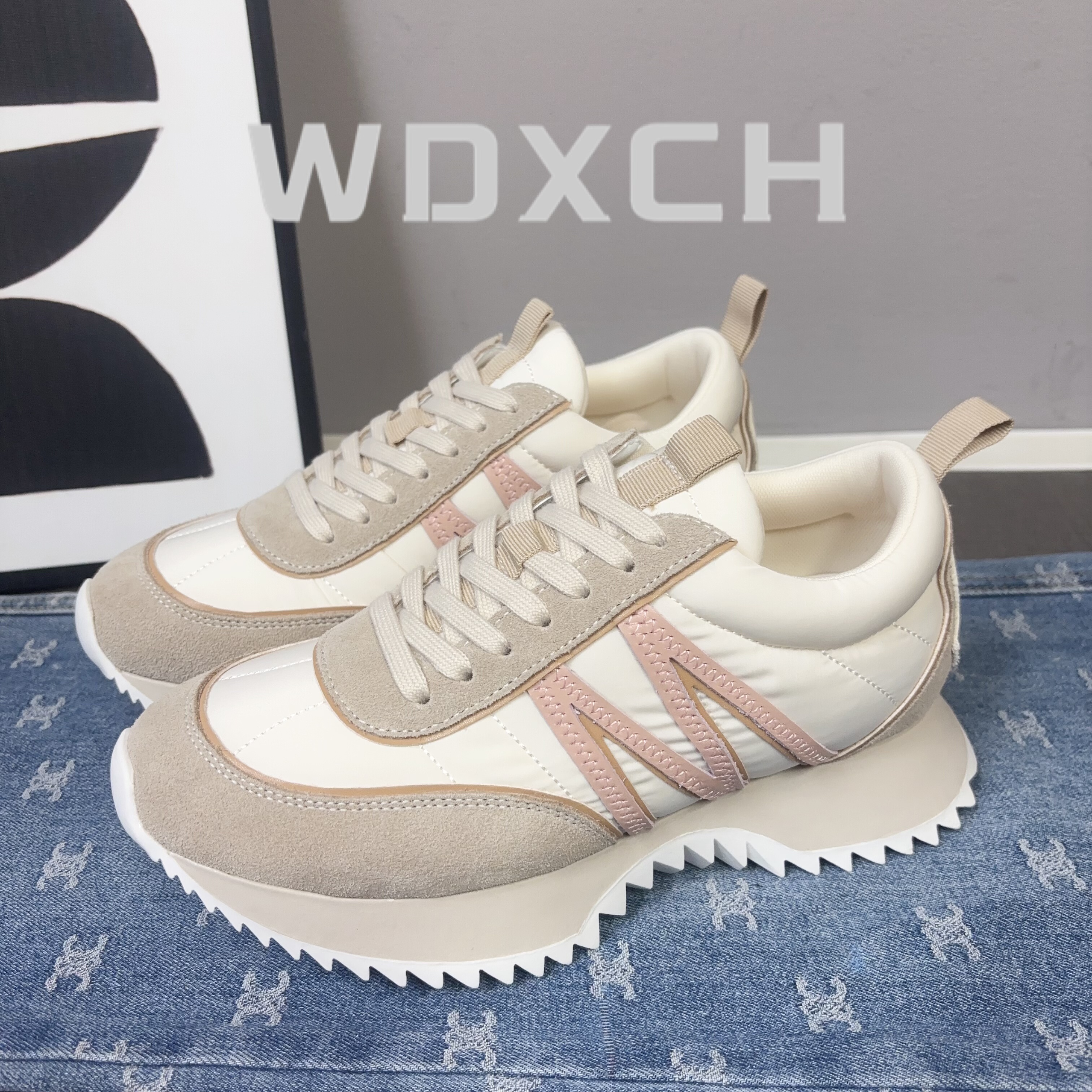 复古拼色阿甘鞋松糕厚底增高小白鞋德训老爹鞋女2025新款运动鞋