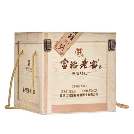 富裕老窖白酒纯粮酿足斤原酒封藏42度500ml*4/箱整箱东北特产