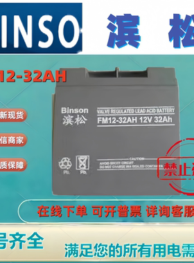 BINSON滨松蓄电池FM12V32AH 12V32AH免维护机房UPS消防主机电梯