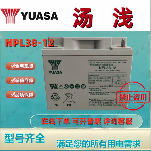 YUASA汤浅蓄电池NPL38-12 12V38AH铅酸免维护机房UPS EPS消防主机