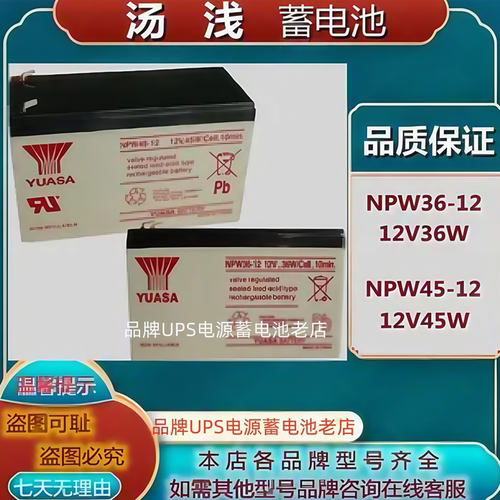 YUASA汤浅原装蓄电池NPW36-12/12V36W NPW45-12Cell10min消防电梯