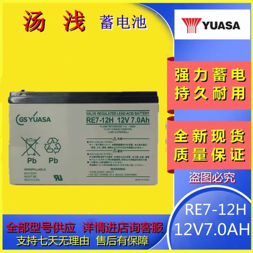 汤浅蓄电池RE7-12H 12V7.0AH铅酸免维护UPS电梯应急UPS设备电池