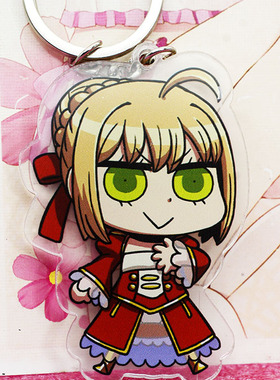 包邮FateGO愚人节暴君红裙花嫁尼禄双层亚克力锁匙钥匙扣挂件