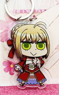包邮FateGO愚人节暴君红裙花嫁尼禄双层亚克力锁匙钥匙扣挂件