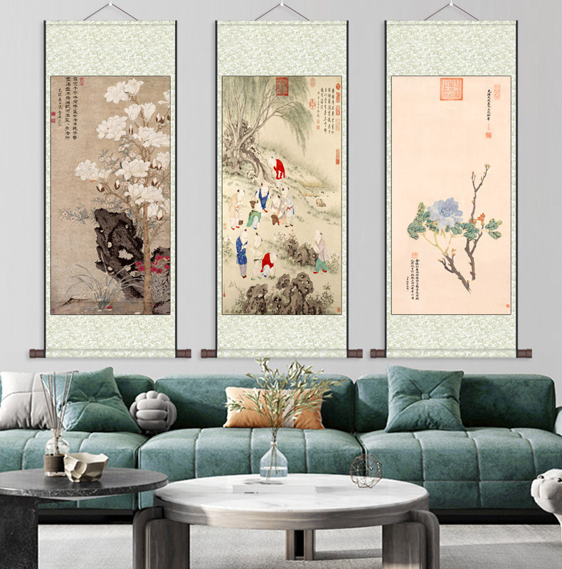 明清名家字画风水礼品卷轴画慈禧花卉图书房挂画宣纸壁画儿童斗草