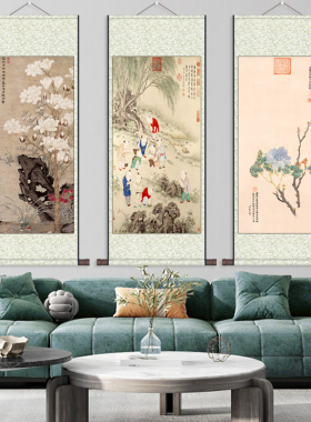 明清名家字画风水礼品卷轴画慈禧花卉图书房挂画宣纸壁画儿童斗草