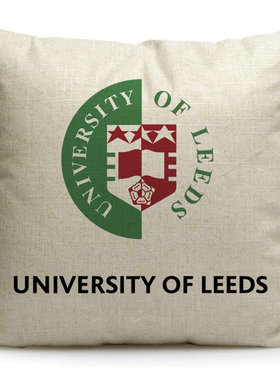 Leeds纪念品利兹大学靠枕定制英国名校周边棉麻枕头沙发抱枕