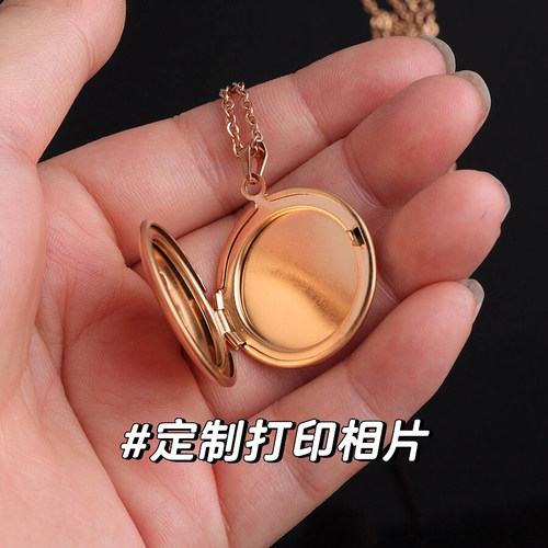 项链钛钢情侣照片盒定制打印刻字